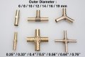 Autobahn88 4-way Cross Brass Copper Vacuum Hose Joiner Connector Od 16mm 0 64