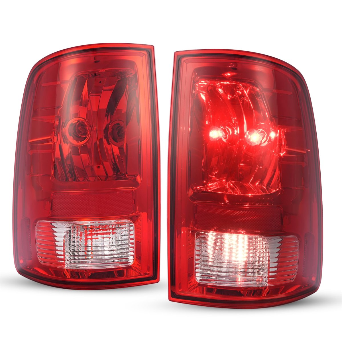 Halogen Tail Light Pair With Bulbs For 2009 To 2018 Dodge Ram 1500 2500 3500 Red Lens Rear Brake Reverse Lamp Replacement