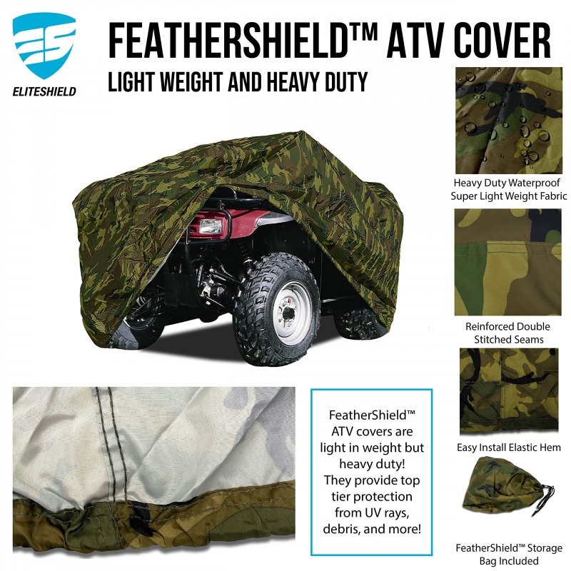 Eliteshield Lightweight Atv Cover Weatherproof Quad Four Wheeler Riding Lawn Mower Camo Color Fits 77 Long