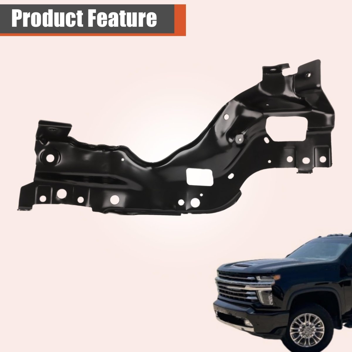 Front Bumper Bracket Left Side Black For Silverado 1500 2022 2023 2024 2025 Replacement 84878964 Gm1066224 17324712 Gm1066224c