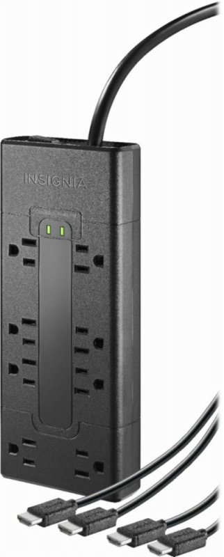 8-outlet Surge Protector With Two 8a 4k Ultrahd Hdr Hdmi Cables Black