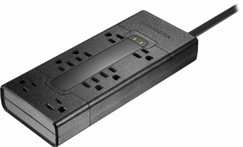 8-outlet Surge Protector With Two 8a 4k Ultrahd Hdr Hdmi Cables Black