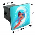 Surfer Girl Surfing On Wave With Surfboard Tow Trailer Hitch Cover Plug Insert