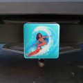 Surfer Girl Surfing On Wave With Surfboard Tow Trailer Hitch Cover Plug Insert