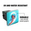 Surfer Girl Surfing On Wave With Surfboard Tow Trailer Hitch Cover Plug Insert