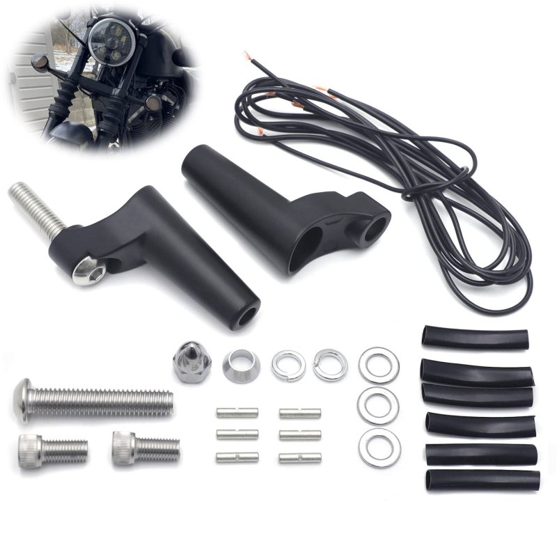 Httmt- Black 39mm Turn Signal Front Directional Relocation Kit For 88 Up Xl 91-05 Dyna