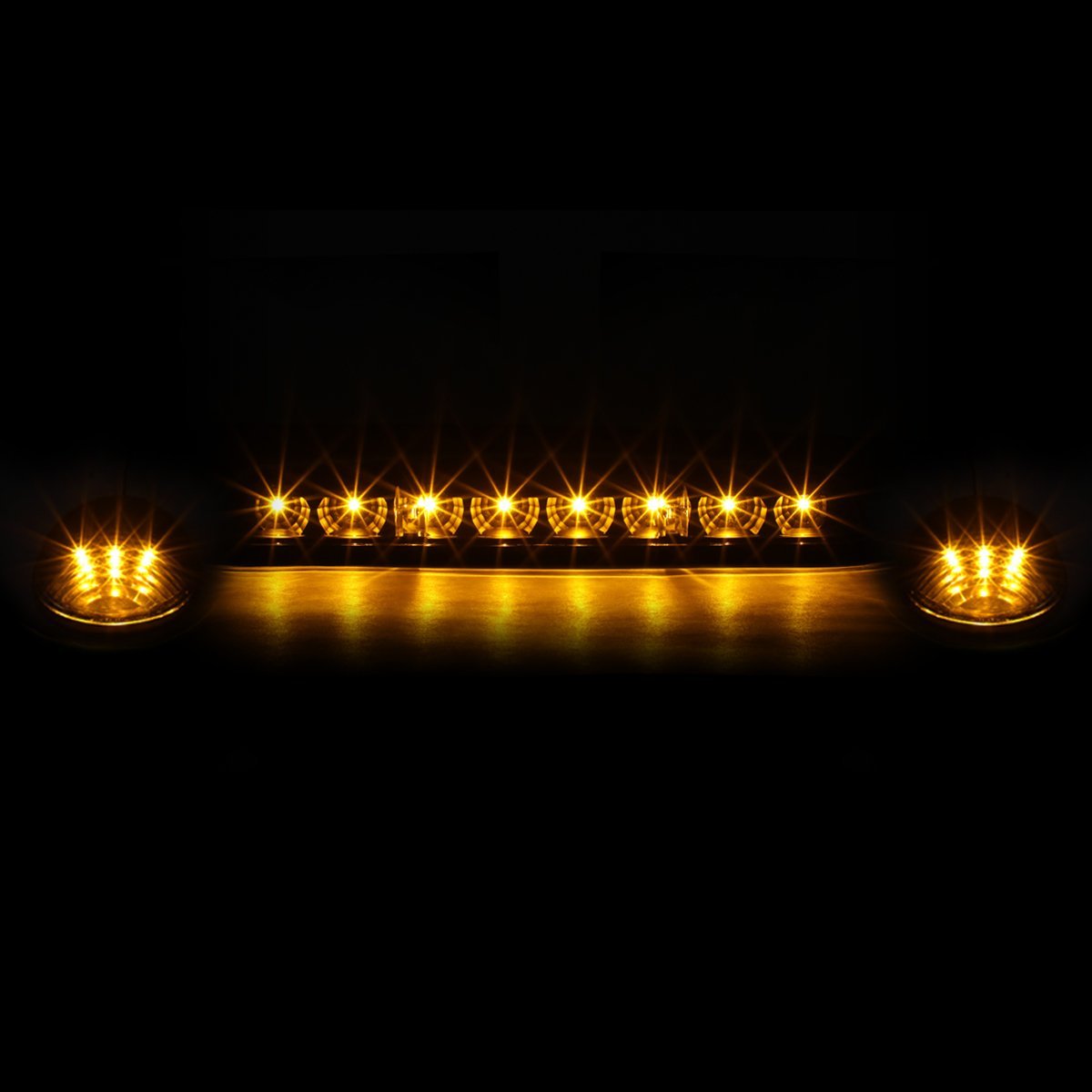 Auto Dynasty For Silverado Sierra Gmt800 Black Yellow Led Cab Roof Running Light Dual Row Smoked 3rd Brake