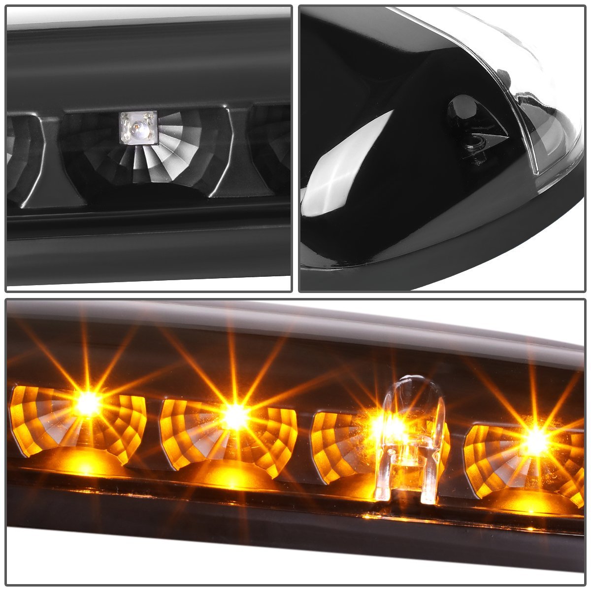 Auto Dynasty For Silverado Sierra Gmt800 Black Yellow Led Cab Roof Running Light Dual Row Smoked 3rd Brake