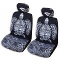 Black Big Honu Hawaiian Car Seat Covers Set Of 2 Universal Fit Front Seats With Separate Headrests And Cotton Lining 