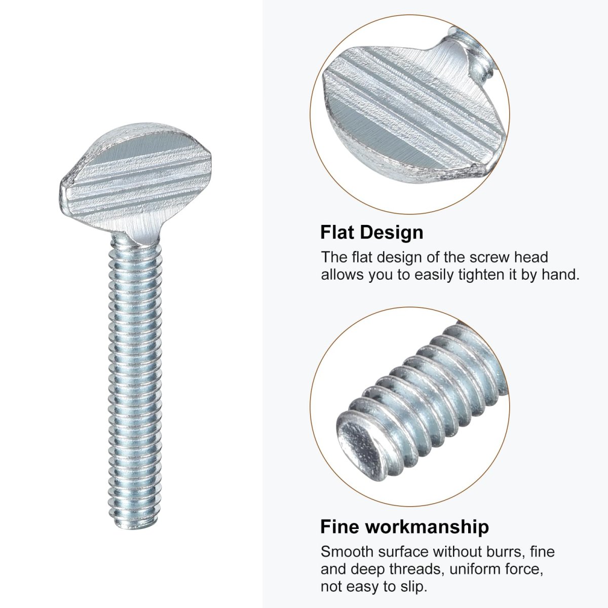 1 4-20 X 1-1 2 Thumb Screws 5pcs Carbon Steel Fully Thread Galvanized Finger Tight Racket Screw