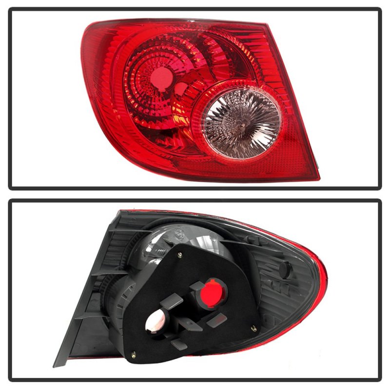 Outer Rear Tail Light For 2005 2008 Toyota Corolla Driver Side Replacement Assembly Exotic Red Lens With Chrome Housing Dot And