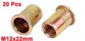 Uxcell A15072400ux0459 20 Pcs M12x22mm Zinc Plated Flat Head Blind Rivet Nut Insert Nutserts Pack Of