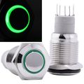 Jacobsparts 16mm Stainless Steel Momentary Push Button Switch Silver With Green Led 