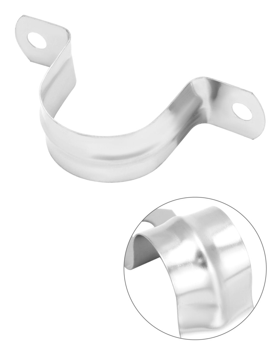1 In Rigid Pipe Strap Clamp 50 Pack Heavy Duty Stainless Steel Two Hole Bracket Tube Clip Widened Fastener Holder Tension Kit