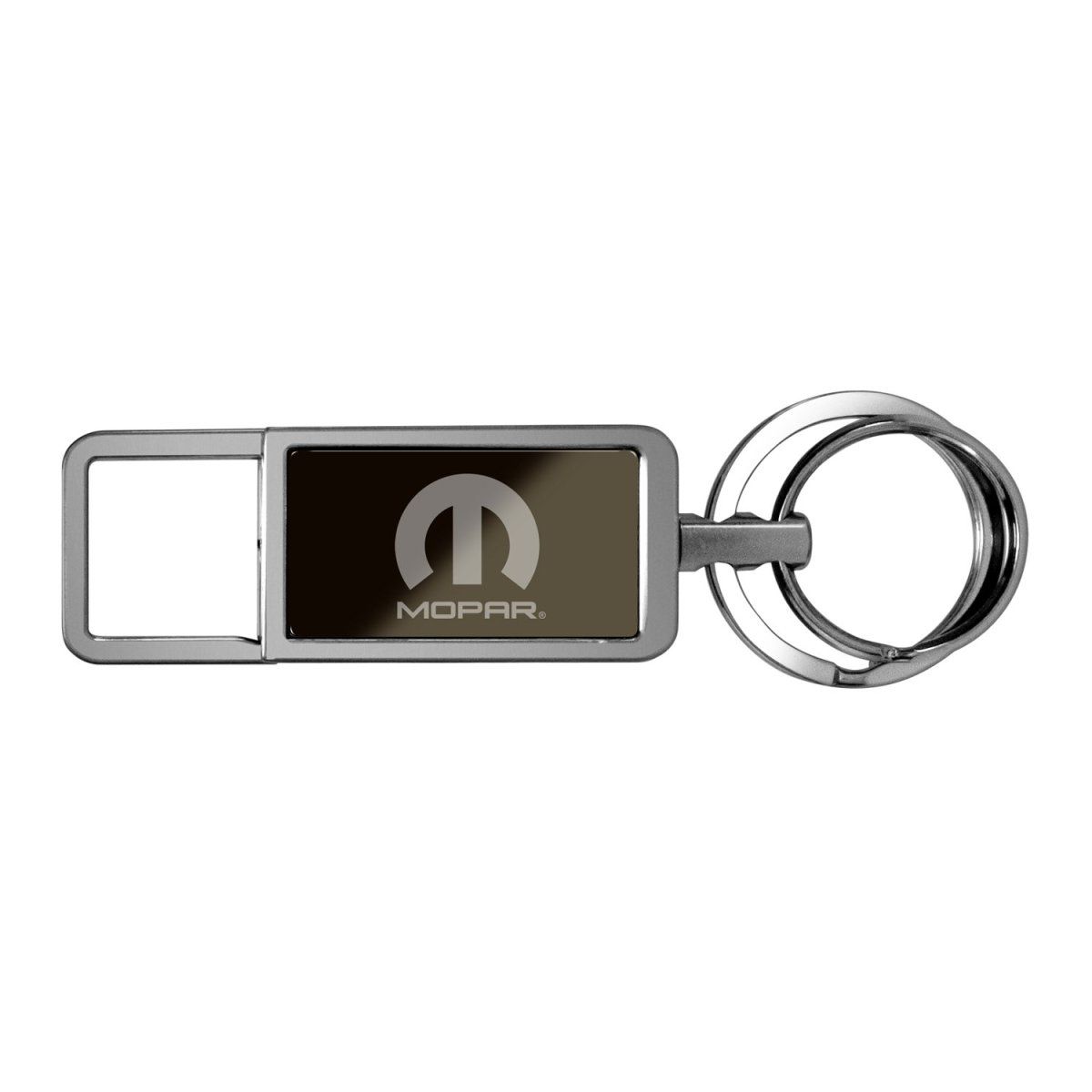 Mopar Logo Black Pull Top Rectangular Metal Key Chain For Dodge Jeep Rma Chrysler 3 75 In X 1 Gift Box Included