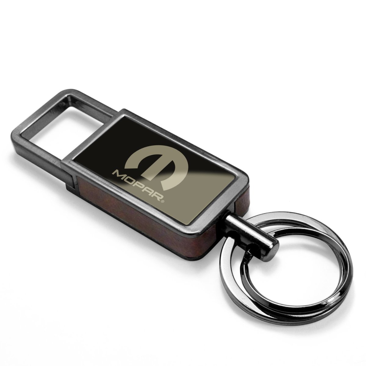 Mopar Logo Black Pull Top Rectangular Metal Key Chain For Dodge Jeep Rma Chrysler 3 75 In X 1 Gift Box Included