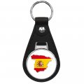 Prs Vinyl Spain Shaped Spanish Flag Country Barcelona Love Espana Black Leather Keychain Silver Keyring 