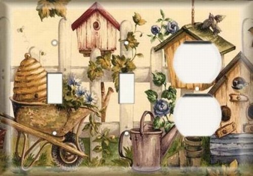 Two Switch One Duplex Receptacle Plate Bird Lover