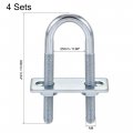 Uxcell Round U-bolts 4 Sets 0 98 25mm Inner Width 90mm Length Steel M8 With Nut Plate
