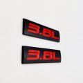 Axlezx 2x Chrome Metal 3 8l Logo Car Emblem Premiumd 8 V6 Badge Auto Door Fender Sticker Side Wing Decal 3 Black Red
