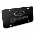 Ipick Image Made For Ford F-150 2015 Up 3d Dark Gray Logo On Black Stainless Steel License Plate