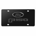 Ipick Image Made For Ford F-150 2015 Up 3d Dark Gray Logo On Black Stainless Steel License Plate
