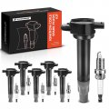 A-premium Set Of 6 Black Ignition Coil Pack Iridium Spark Plug Compatible With Chrysler 300 2006-2010 Sebring Town Country