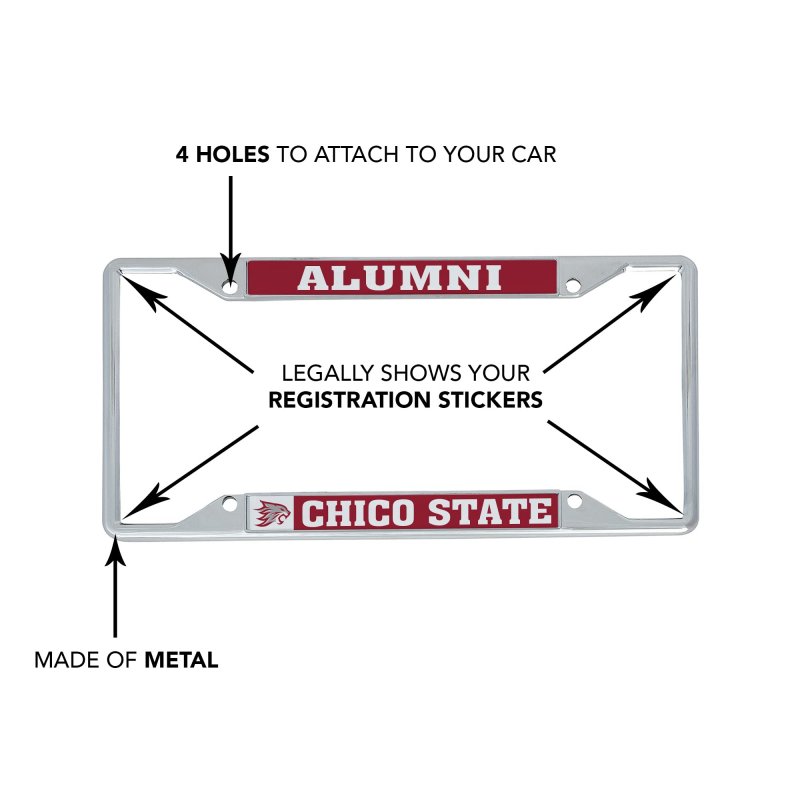 California State University Chico Metal License Plate Frame For Front Or Back Of Car Officially Licensed Alumni 2-pack