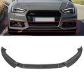3pcs Glossy Carbon Look Front Bumper Lip For 2017-2018 Audi S4 2017-2019 A4 