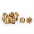 10pcs M4 Female Thread Nut Din1587 Dome Cap Head Hex Brass Tone 
