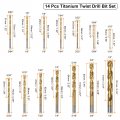Uxcell 14pcs Titanium Twist Drill Bit Set 16 1 2 Drilling Dia High Speed Steel Drills For Hardened Metal Stainless Cast Iron