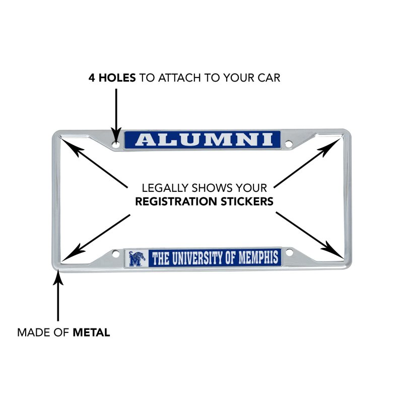 University Of Memphis Tigers Um Metal License Plate Frame For Front Or Back Car Officially Licensed Alumni