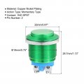 Uxcell Latching Metal Push Button Switch 19mm Mounting Dia 1no Spst Green Led Light High Round Head 1pcs