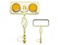 Lowrider Rectangle Cage Mirror Gold With Amber Reflectors Bike Bicycle Parts 