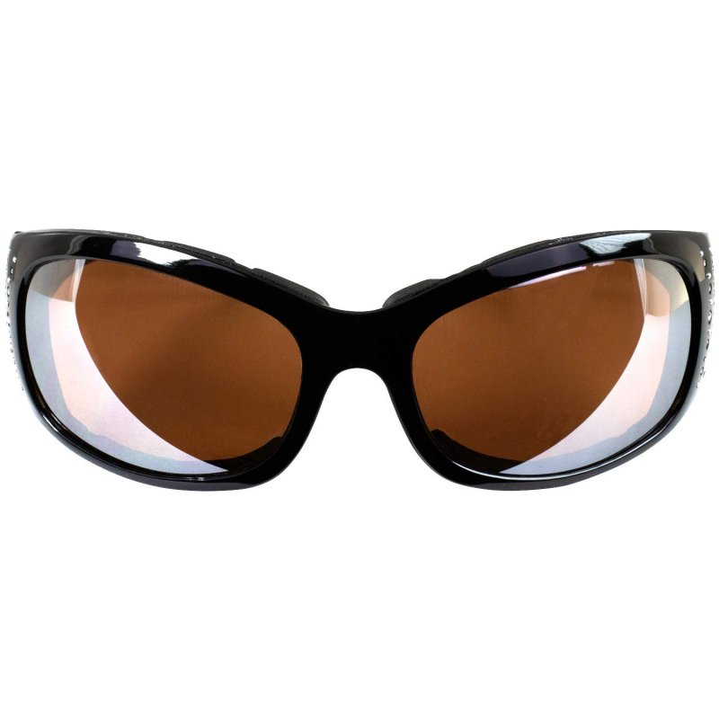 Global Vision Marilyn-2 Night Motorcycle Riding Glasses For Women Padded Bling Black Frames Driving Mirror Clear Lenses