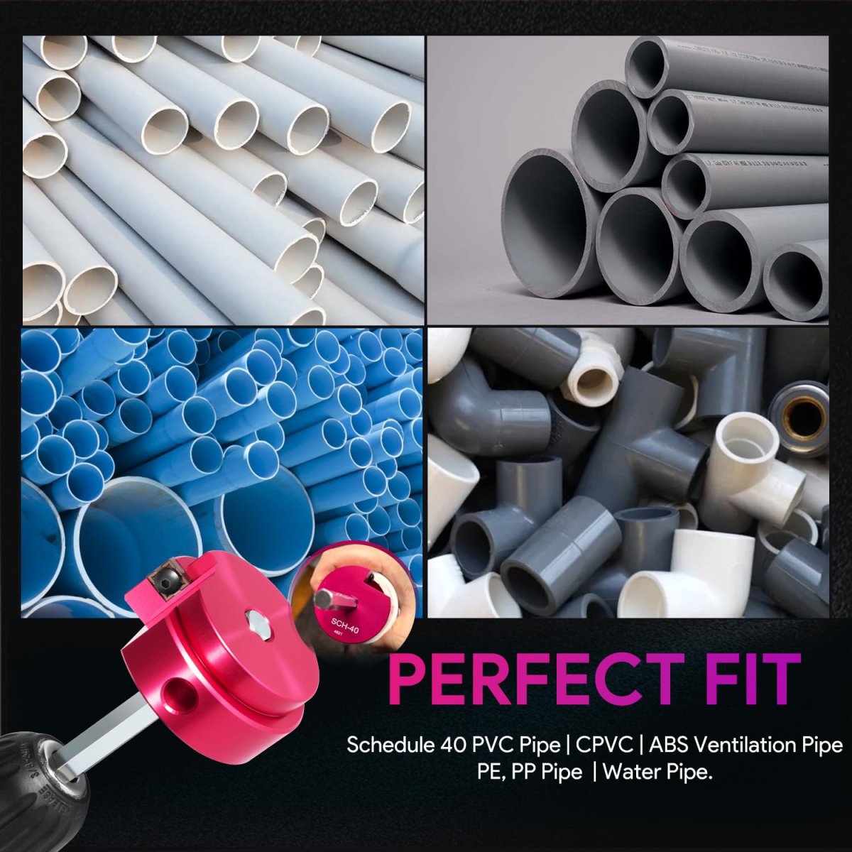 2 In Head Plastic Pipe Fitting Reamer With 3 8 Hex Shaft Pvc Saver For Sch40 Abs Cpvc Water Drain And Vent Lines Fits Standard