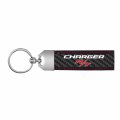 Ipick Image Made For Dodge Charger R T Real Black Carbon Fiber Loop Strap Key Chain With Red Stitching