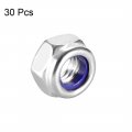 Uxcell Hex Lock Nuts M5 X 0 8mm Stainless Steel Nylon Insert Self-locking For Fasteners 30pcs Silver Tone