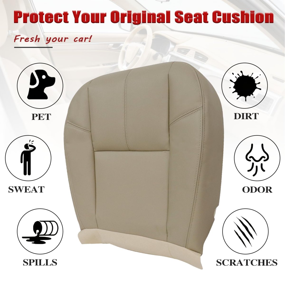 Light Cashmere Tan Driver Replacement Seat Cover For Chevy Silverado Tahoe Suburban Avalanche Gmc Sierra Yukon 2007 2014