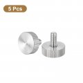 Uxcell M6x12mm Knurled Thumb Screws 5pcs 304 Stainless Steel Flat Head Fully Threaded Bolts Grip Knobs Fasteners