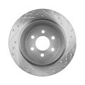 Rear Brake Disc For Dodge Dakota 2003 2004 Cross Drilled And Slotted Proline Series Solid Construction 6 Lugs Natural Finish 14 