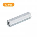 Uxcell 12pcs M12x15x60mm Coupling Nuts Galvanized Carbon Steel Hex Threaded Rod Coupler For Furniture Electronic Industrial