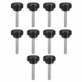 M5 X 30mm Metric Male Thread Knurled Clamping Knobs Grip Thumb Screw Hand Handle Bolt With 21mm Plastic Black 10 Pcs