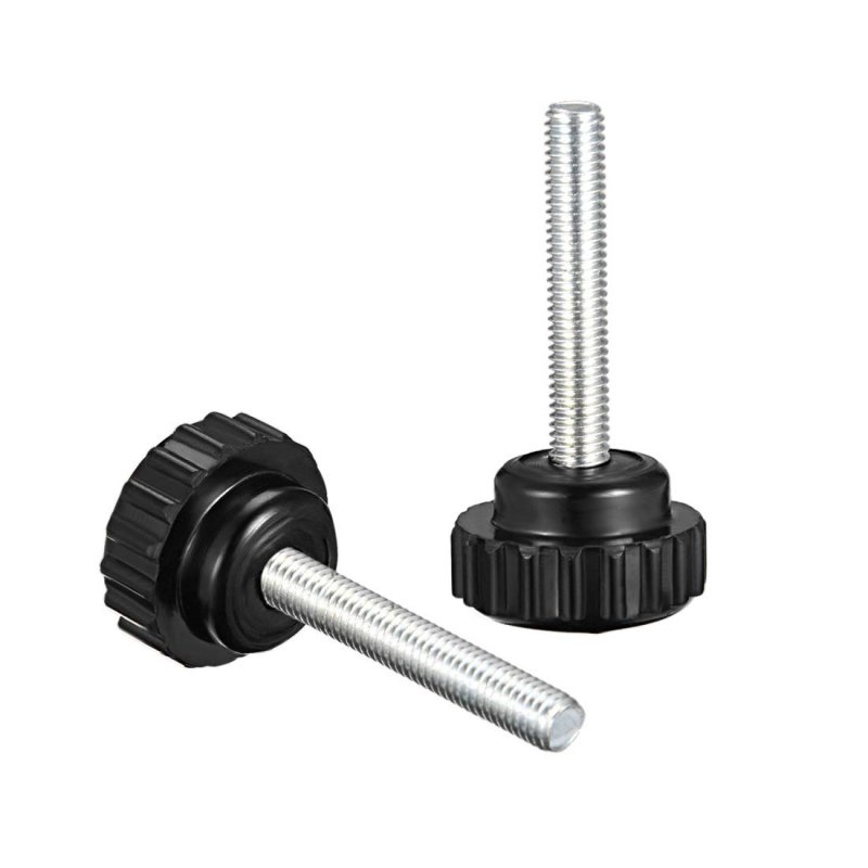 M5 X 30mm Metric Male Thread Knurled Clamping Knobs Grip Thumb Screw Hand Handle Bolt With 21mm Plastic Black 10 Pcs