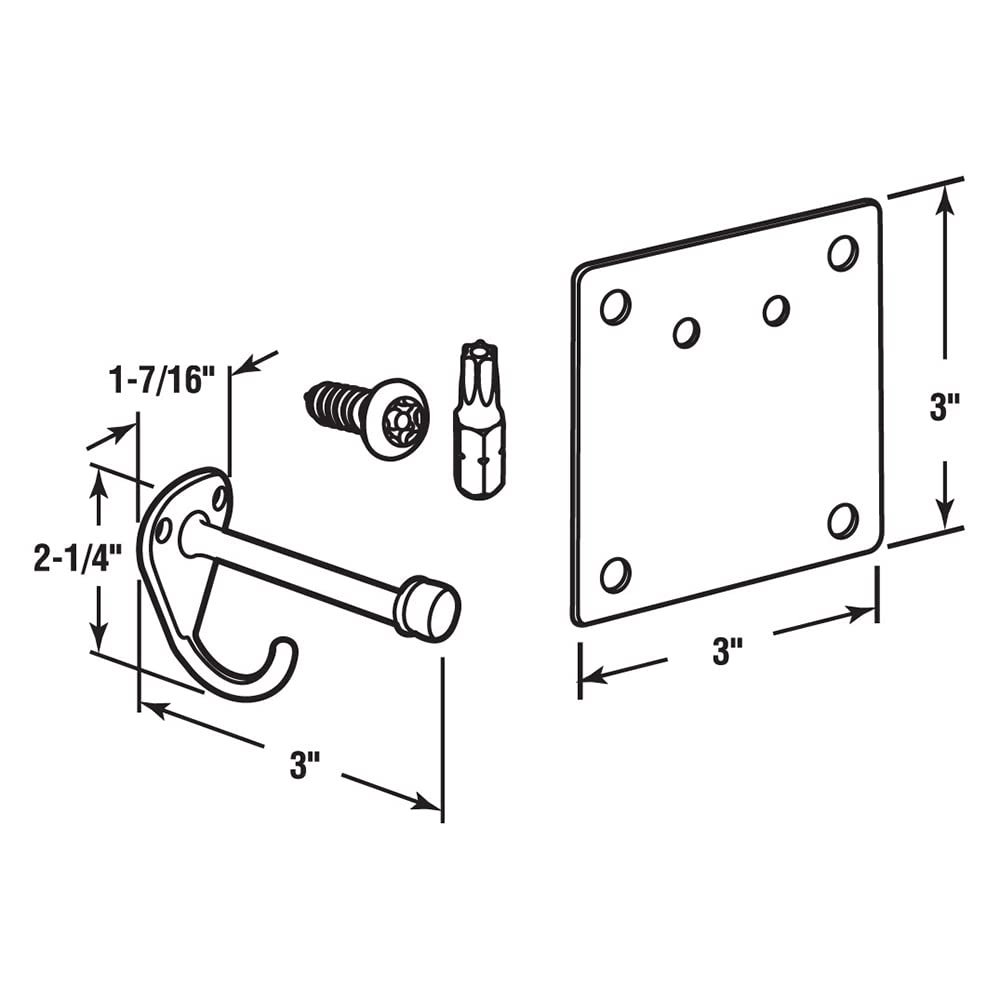 Bumper Hook Repair Kit For Toilet Partition Doors Stainless Steel Satin Chrome Finish 3 In Protrusion 656-1006 Single Pack