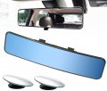 Kitbest Rear View Mirror Universal Clip Onview Wide Angle Interior Rear Anti Glare Rearview Blue Tint Car Bonus 2 Pcs Blind 