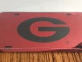 Craftique Georgia Bulldog License Plate Laser Cut G Inlaid Auto Car Tag Red 