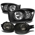 Auto Dynasty Compatible With Dodge Ram 3rd Gen Pair Of Black Housing Clear Corner Headlight Smoked Fog Light Bezels