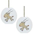 Set Of 2 Baby Antelope Animal Solid Ceramic Fan Pulls 