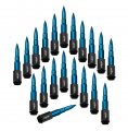 Vms Racing 14x1 5 20pc 112mm Cold Forged Steel Lug Nuts With Blue Extended Bullets In Cnc Aluminum Compatible Ford Mustang -20